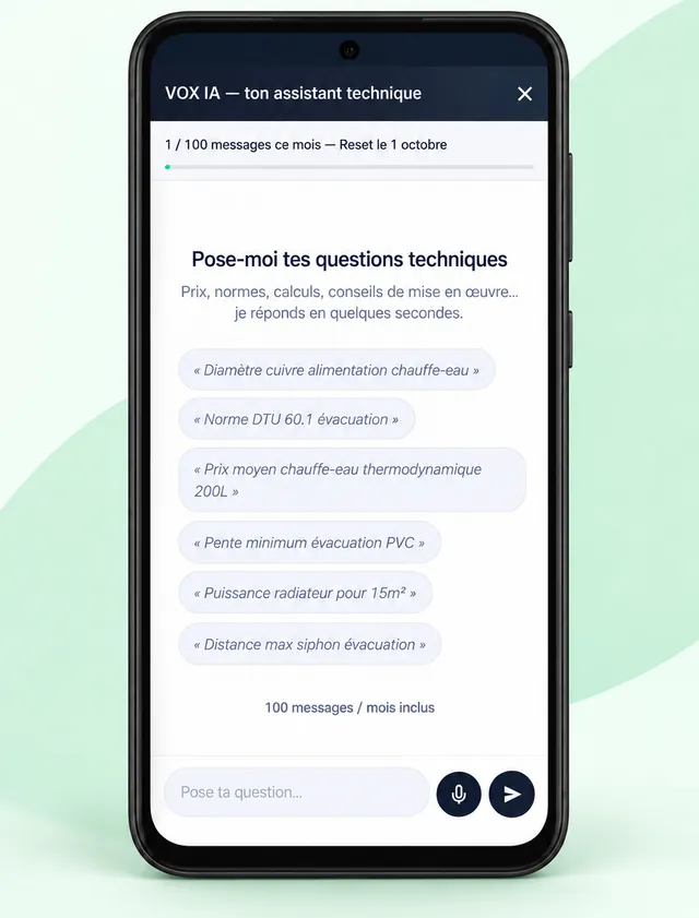 VOX IA, l'assistant technique de VOX BATI : exemples de questions sur les normes, les prix et les calculs